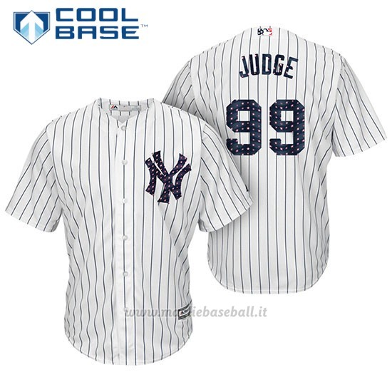 Maglia Baseball Uomo New York Yankees 2017 Estrellas y Rayas Aaron Judge Bianco Cool Base